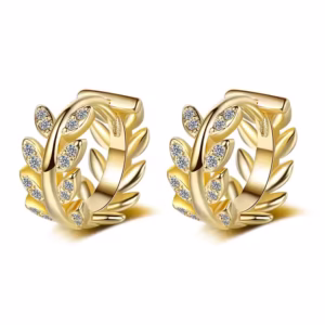 Korean Leaf Ear Ring Golden