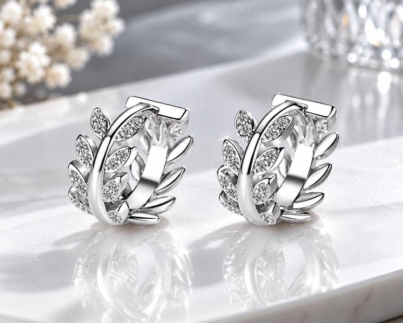 Korean Leaf Ear Ring Silver