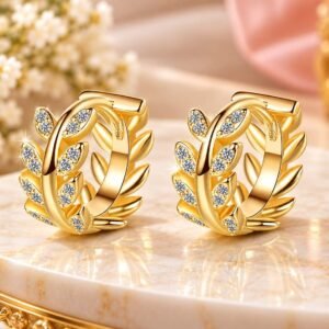 Korean Leaf Ear Ring Golden