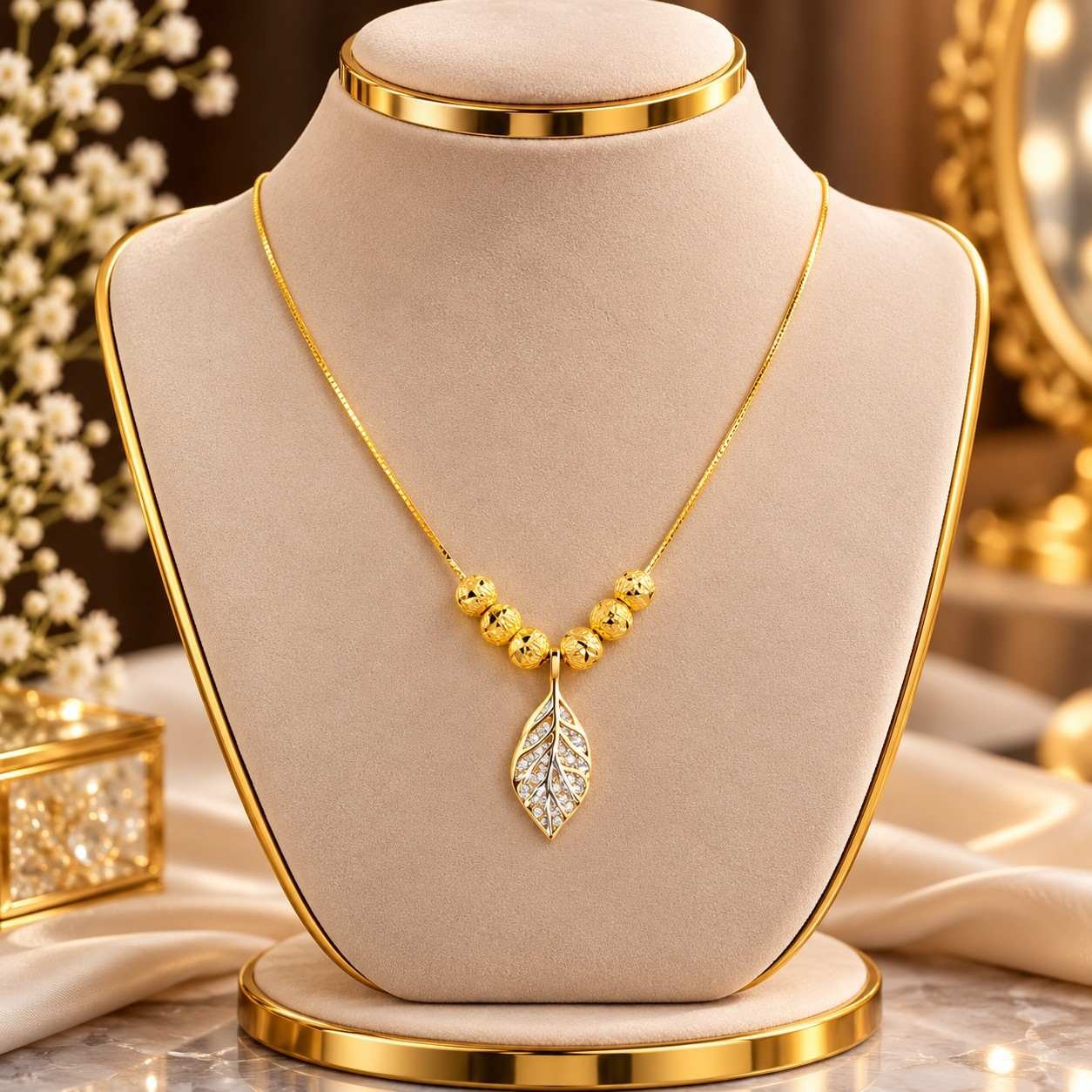 22k Golden branches Leaf Neckles - Image 2