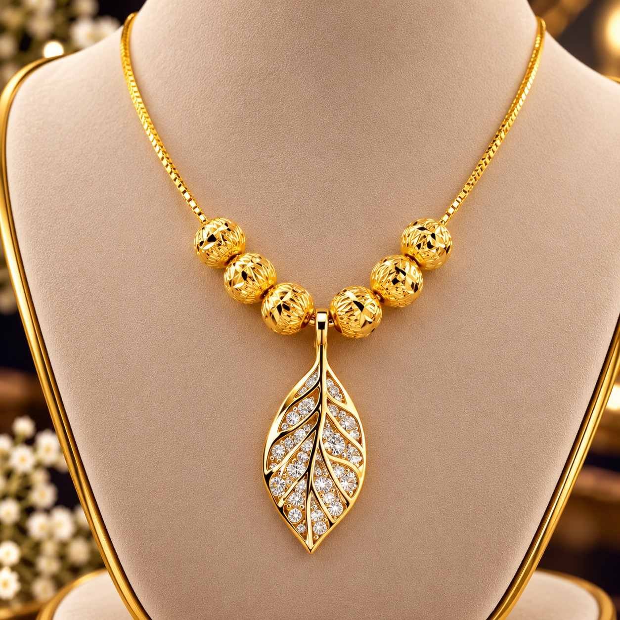 22k Golden branches Leaf Neckles