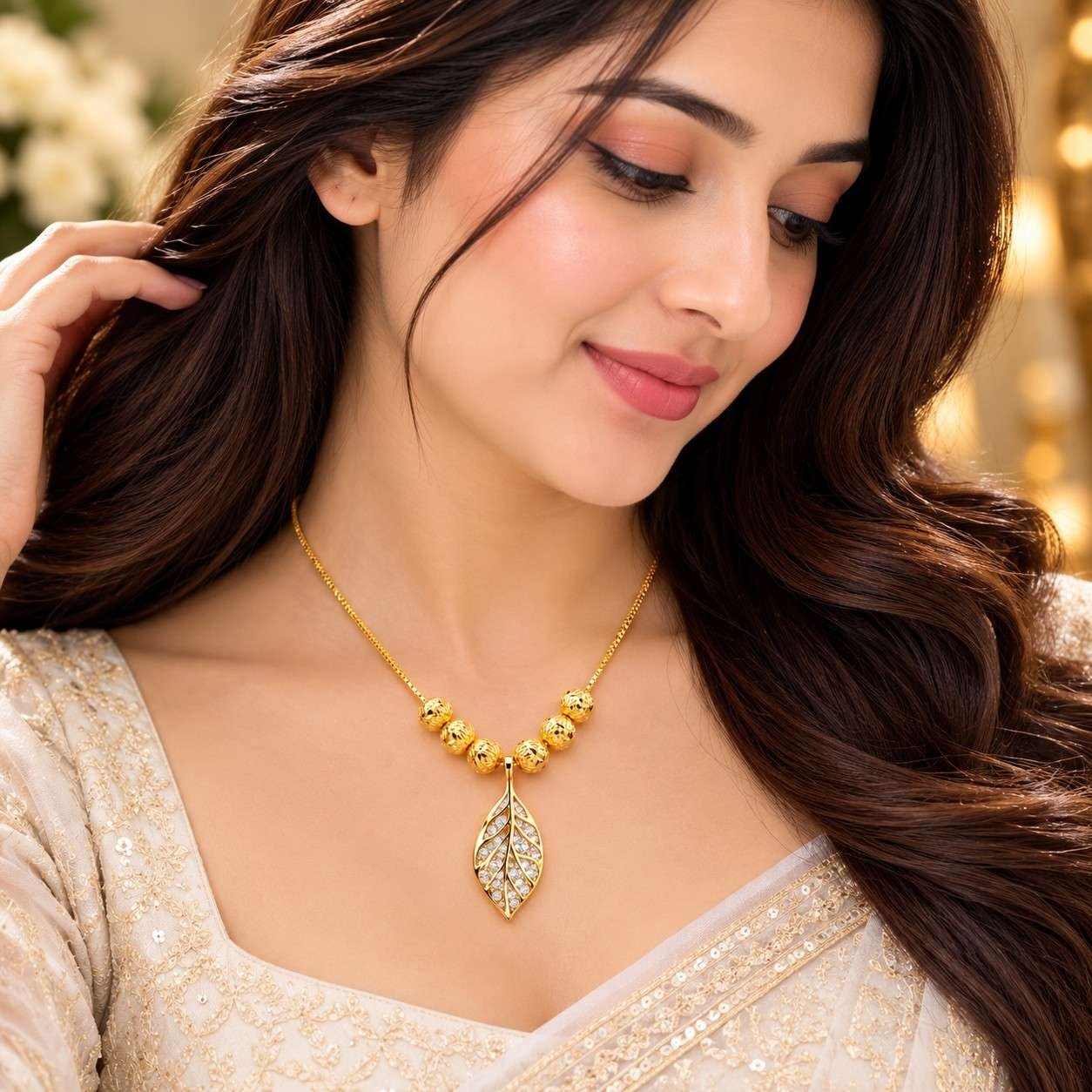 22k Golden branches Leaf Neckles - Image 3