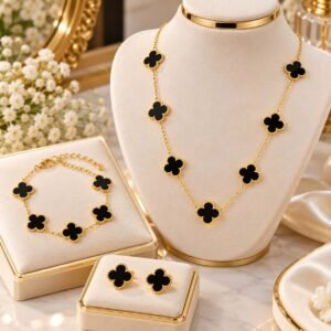 five-leaf flower set-Black
