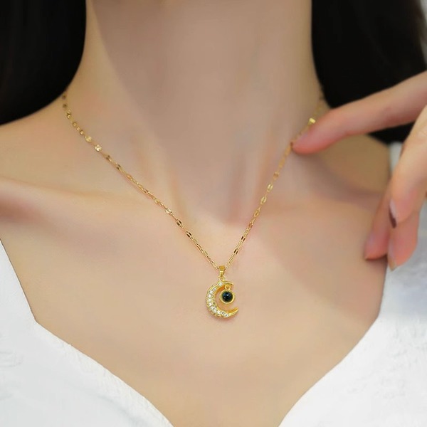 Gold-Sun Moon Star Necklace (Lip Chain) - Image 2