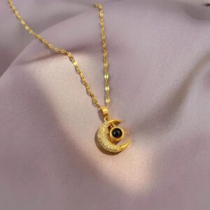 Gold-Sun Moon Star Necklace (Lip Chain)