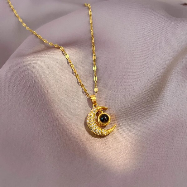 Gold-Sun Moon Star Necklace (Lip Chain)