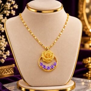 22k Golden Rose Pendant Necklace