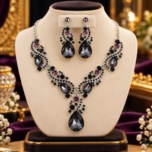 Diamond Cut Crystal Jewelry Set ( Gray )