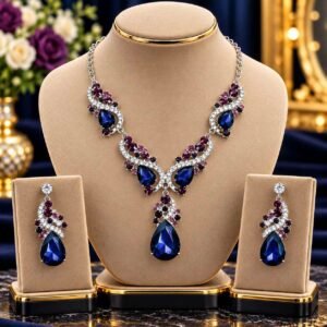 Diamond Cut Crystal Jewelry Set ( Purple )