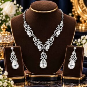 Diamond Cut Crystal Jewelry Set ( Whaite )