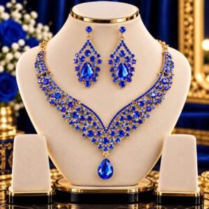 Bridal Diamond Cut Crystal Jewelry Set (Royal blue)