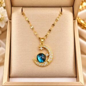 Golden-Sun Moon World Necklace (Lip Chain)