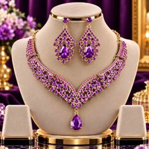 Bridal Diamond Cut Crystal Jewelry Set (Purple)