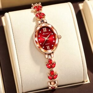 Emerald Red Crystal Luxury Ladies Watch