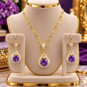22k Korean Daimond Nackles set Purple