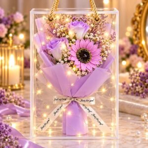 Premium 3 Flower Gift Box â Carnation with LED Light + Greeting Card đšâ¤ī¸
