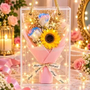 Premium 3 Flower Gift Box â Carnation with LED Light + Greeting Card đšâ¤ī¸